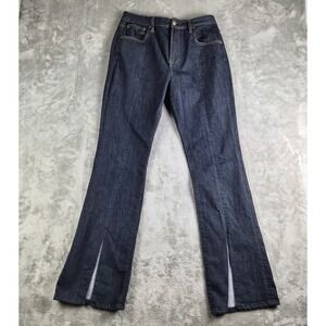 Pilcro Jeans Womens 30 Blue Denim Dark Wash Flare Slit Legs Stretch Boho Hippie